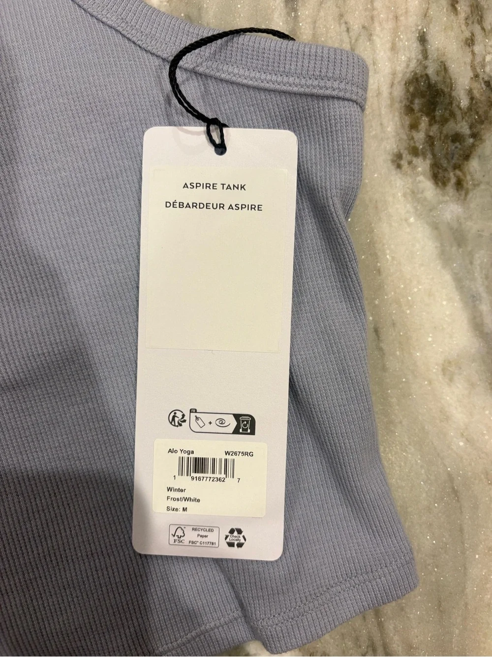 ALO NWT Aspire Tank Winter Frost/White Size Medium - Picture 4 of 6